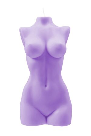 Фиолетовая интерьерная свеча в форме женского торса - 850 гр.